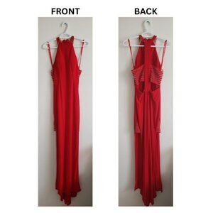 ❤️ Faviana Red Formal Evening Gown Size 8 | Designer Maxi Dress | Like New